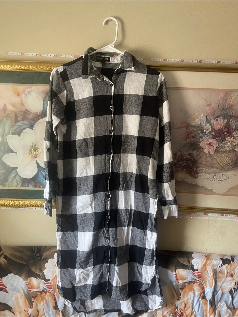 audrey Black and White Buffalo Check Shirt Dress
